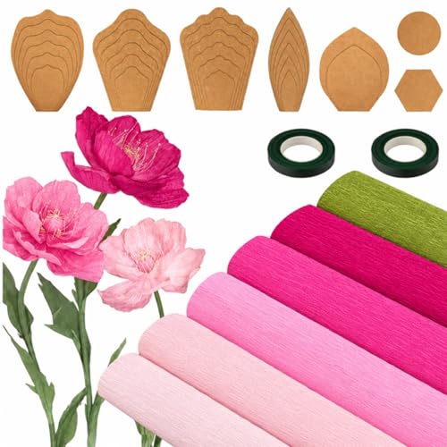 6 Colors Crepe Paper Kit 17 x 98 Inch, Red Rose Color Scheme - color: Red Rose Color Scheme