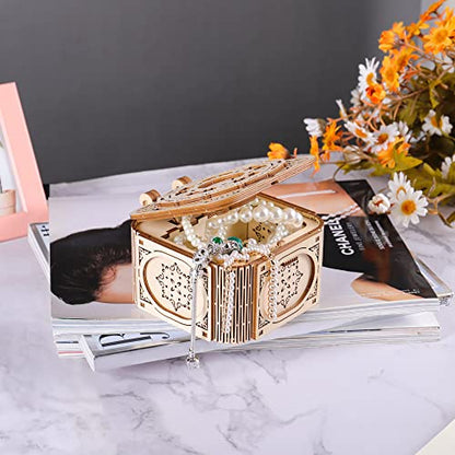 GuDoQi 3D Wooden Puzzle, Treasure Box with Music, Mechanical Model Kit to Build for Teens and Adults, DIY Assembly Kit, Gifts for Birthdays Christmas
