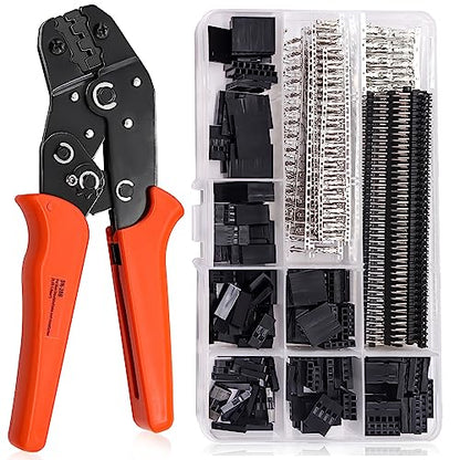 Taiss Dupont Crimping Tool Kit with 600PCS 2.54mm Dupont Connector Kit SN-28B Ratcheting Wire Crimper Plier,1/2/3/4/5/6/7 Pin Housing Dupont Connector Male Female Pin Header Crimp Terminal AWG28-18 - style: 600PCS kit