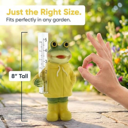 The Bridge Collection Cute Resin Frog in Rain Coat Rain Gauge