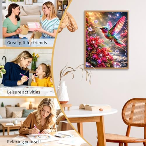 Hummingbird Diamond Art Kits for Adults Beginners 12x16 in, DIY Craft Gift - color: DP-US02