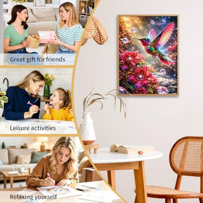 Hummingbird Diamond Art Kits for Adults Beginners 12x16 in, DIY Craft Gift - color: DP-US02