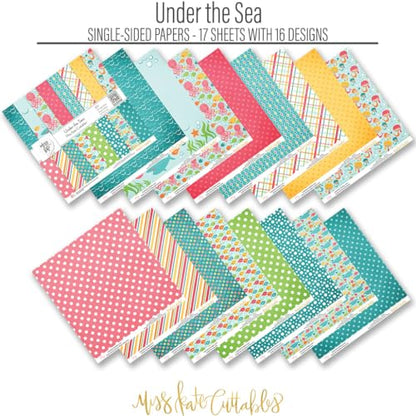 Die Cuts & Paper Set - Under the Sea - By Miss Kate Cuttables - 16 Sheets of 12"x12" Specialty Paper & Over 60 Coordinating Die Cuts - Exclusive Original Matching Set