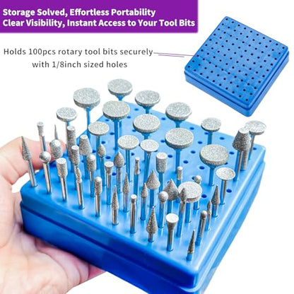 Diamond Grinding Bit Compatible with Dremel, 52Pcs Stone Carving Set Diamond Bits 1/8" (3mm) Shank Polishing Kit for Stone Glass Ceramics Carving Polishing Grinding Etching - style: Style 1