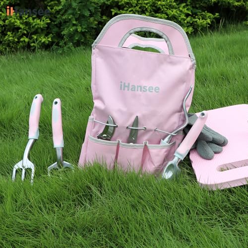 Pink Garden Tools Set 12-Piece, Gardening Gifts for Women - color: pink