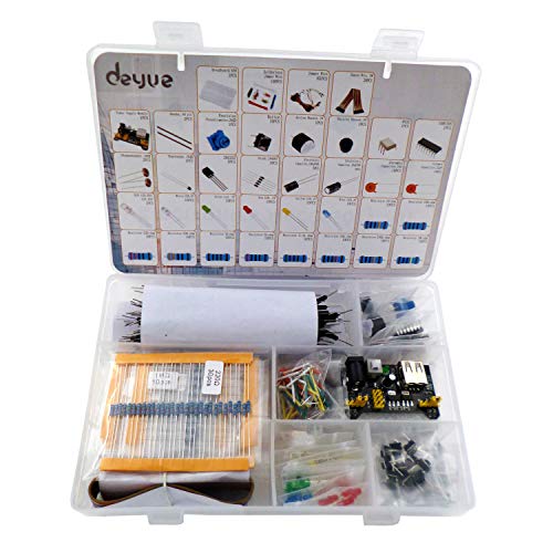 458 Electronic Starter Fun Kit for Arduino Raspberry Pi | Basic Electronics Components Starter Kit | Power Supply Module, Jumper Wire, Great Range of Resistors, Breadboard 400 Tie-Point