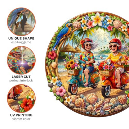 Jigfoxy Wooden Puzzles for Adults, Golden Years Beach Ride Wood Puzzle - color: Golden Years Beach Ride, size: Large
