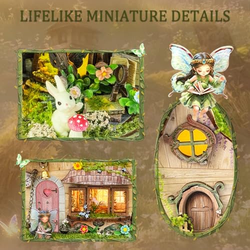 Fairy Treehouse Book Nook Kits for Adults with Warm LED Lights - color: Rowan's Tree House