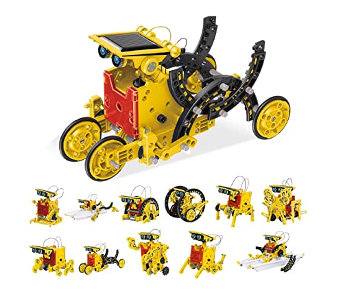 PicassoTiles 12-in-1 Solar Powered Transform Robot Set STEM Kids Educational Learning Engineering Building Toy Creative Unique Transformation Energy Science Experiment DIY Kit Boy Girl Age 8+ PBM01 - color: 12-in-1 Transformation