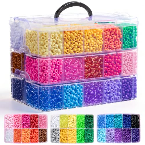 Simetufy 10000Pcs Pony Beads Bulk 30 Colors for Kandi Bracelet Making - color: 30colors-10000pcs