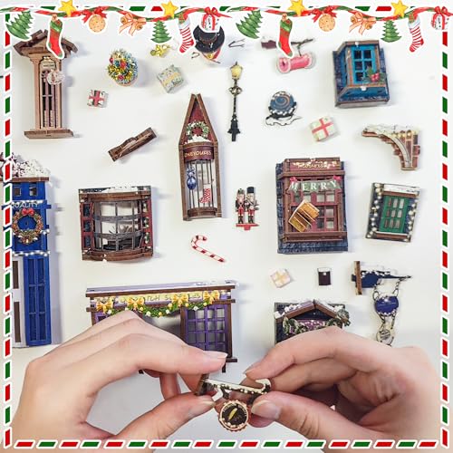 Christmas Book Nook kit 3D Wooden Puzzles for Adults Women Men - color: Christmas Snow Night
