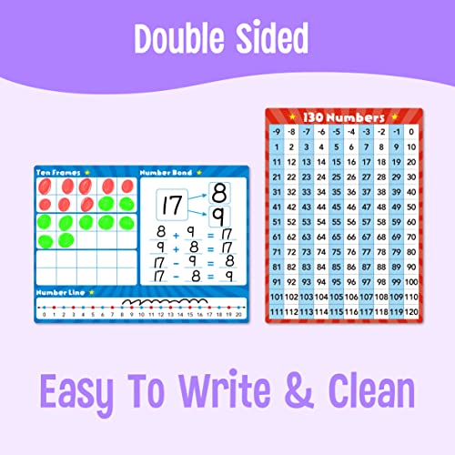 8 Packs Number Line Whiteboards Cards, Double Sided Dry Erase Board Writable and Erasable 130 Numbers Chart White Board for Kids, Students, Classroom and Home (12” x 9”) - color: Number Line Whiteboards Cards