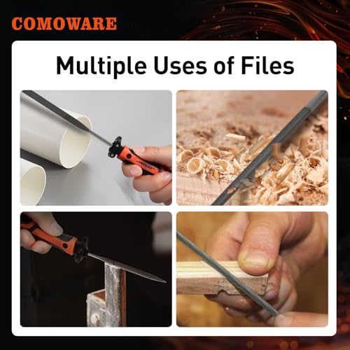 COMOWARE 17Pcs Handsaw & File Set, 6 Metal Needle File & 10 Handsaw Blades