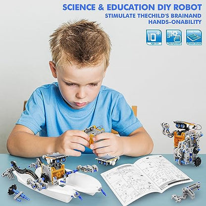 STEM 13-in-1 Education Solar Power Robots Toys for Boys Age 8-12 - color: Blue Gray