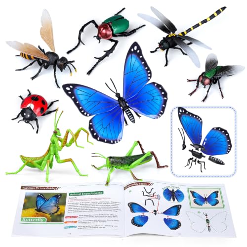 Drefirsa 8Pcs Realistic Bug Building Toy, Educational Toy for Kid Age 6+