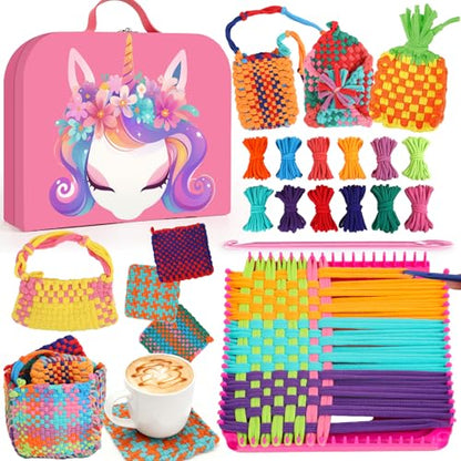 Combaybe Weaving Loom Kit Toys Gift for Kids and Adults–DIY Arts and Crafts Beginner-Friendly Potholder Loom Kit with Loops Tools Funny Birthday Gifts Toys for Girls Ages 5 6 7 8-12 13 Years Old - style: Weaving Loom Kit