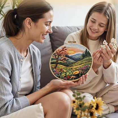 SCECALA 3 Pack Mountain Tree Landscape Embroidery Kit - color: Orange