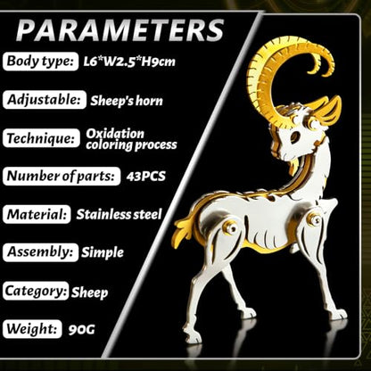 3D Metal Puzzles for Adults, Zodiac Sign Gold Sheep Model Kit - color: C02-sheep Gold