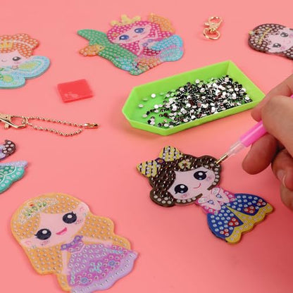 Labeol Diamond Art Kits for Kids with 5D Diamond Creat Your Own GEM Keychains Arts and Crafts for Kids Ages 8-12 Christmas Stocking Birthday Gifts for Kids 6+ - style: Princess