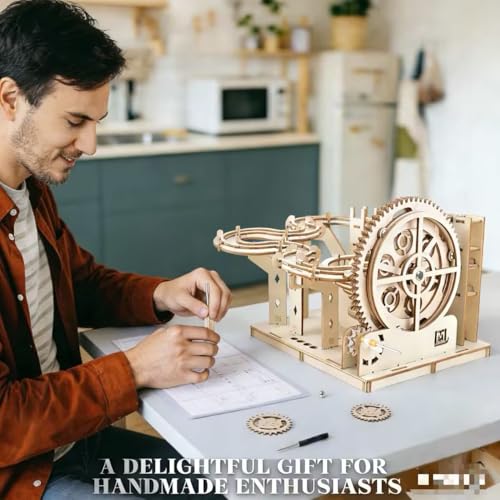 3D Wooden Puzzles for Adults Marble Run Kit - 159pc 4 Steel Marbles Build Mechanical Maze Model STEM Toys for Teens Adults, 4hr Challenge, No Glue Needed & Desk Kinetic Art, Ages 14+