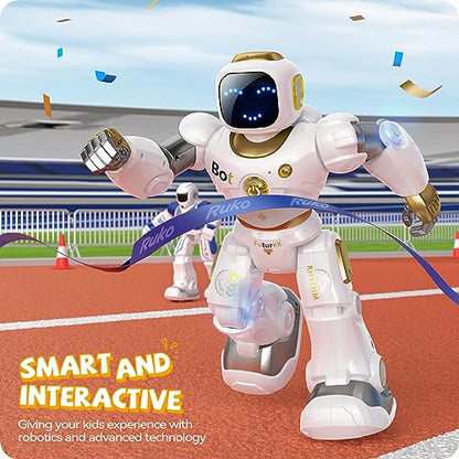 Ruko 1088 Programmable Robot Toy for Kids, STEM Learning Gift, Gold - color: Gold