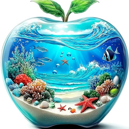 HEIBAGO Diamond Art Kits for Adults, Diamond Painting Kits Ocean Scenery for Adults Beginners, 5D Full Drill Round Diamond Art Painting, DIY Diamond Dots for Adult for Home Wall Decor 12 x 12 Inch - color: Ocean Scenery
