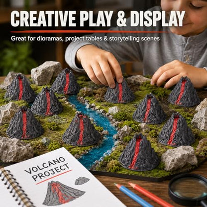 BESPORTBLE 10Pcs Volcano Science Kit Models, Plastic Eruption Demonstration Props for Kids Classroom Experiment, DIY Lava Mountain Toy Decorations Party Favors
