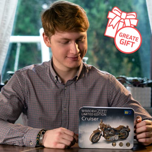 WOODEN.CITY Cruiser V‑Twin LE Mechanical Motorcycle Model Kit, 3D Puzzles for Adults – Motorcycle Puzzle for Adults and Teens; Build a Wooden Bike and Enjoy a Unique Gift - style: Motorcycle