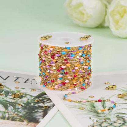 UMAOKANG 16.4 Feet Colorful Enamel Chains for Jewelry Making - color: Gold-Purple Colorful