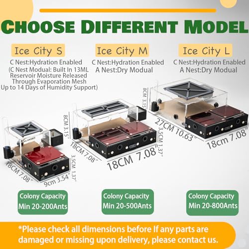 Ice City Series - Starter Kit (Medium) Modular Ant Nest System with A Module Dry Nest Chamber Small Outworld Trash Box and Water Feede- - size: Starter Kit (Medium)