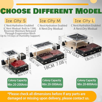 Ice City Series - Starter Kit (Medium) Modular Ant Nest System with A Module Dry Nest Chamber Small Outworld Trash Box and Water Feede- - size: Starter Kit (Medium)