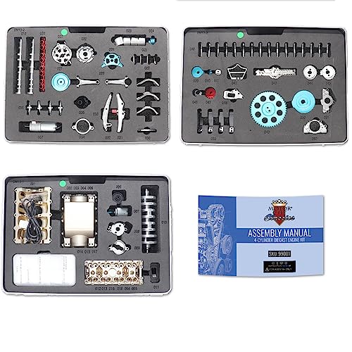 Motor city classics 4-Cylinder Diecast Engine Kit | Educational Assembly | Over 300 Pieces | Battery Operated