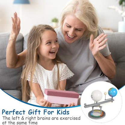 ERINGOGO Astronomical Teaching Tool Motorized Systems Sun Models Science Astronomy Demo Sun Earth Moon Orbital Model System Kit Puzzle Plastic Child Lunar