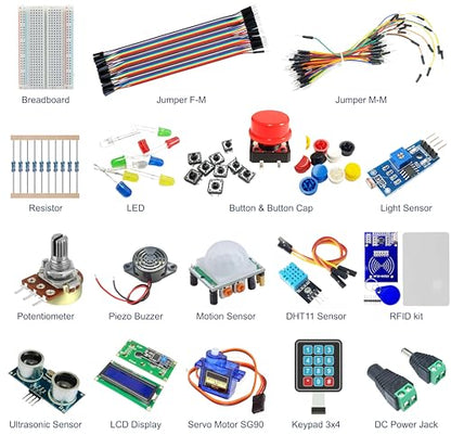 Basic Electronics Starter Kit for Arduino, ESP32, ESP8266, Raspberry Pi – Sensor and Component Kit for Beginners and DIY Projects (Boards Not Included)