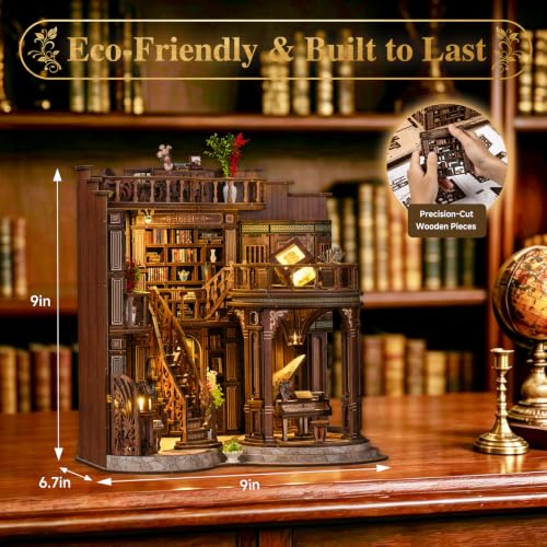 DIY Miniature House Kit for Adults, Tiny Dollhouse Book Nook Kit Bookshelf Crafts Decor, 3D Wooden Puzzle, Gifts for Family Friends Adults Teens, Dream Book Loft