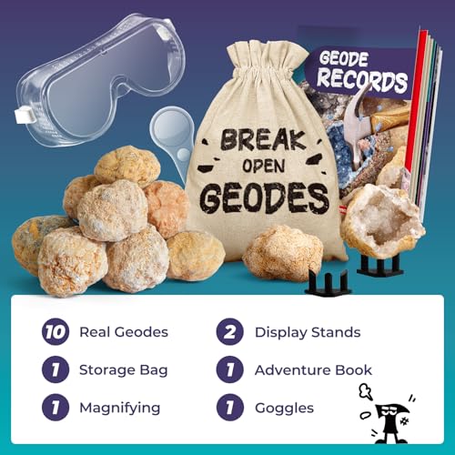 Geode Kit, Break Open 10 Premium Geodes & Crystals, STEM Toy