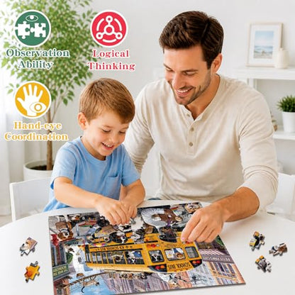 Puzzles for Kids Ages 6-8 8-10 200 Piece Puzzles Colorful Bus Dog Puzzle - color: Puppy