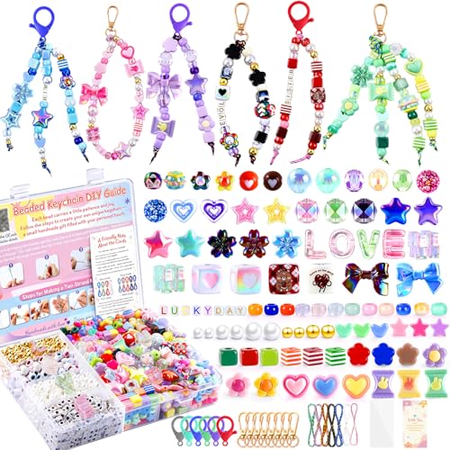 TOHONGADON 1227 PCS Beaded Keychain Making Kit for Women,DIY Bag Charm Kits - color: 1227 PCS Beads