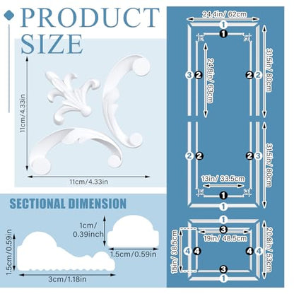 DoubleFill Wall Molding Kit Premade Molding Panel with Corner Accent, Retro - style: Fleur De Lis Style
