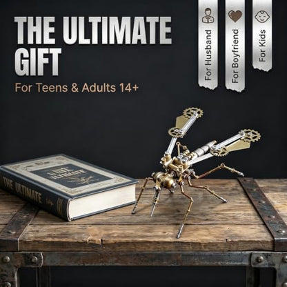 3D Metal Puzzle Model Mechanical Kits Steampunk Mosquito 140+ Components 2-3 Hours Build No Glue Screw Assembly Desktop Decor Christmas & Birthday Gift for Adults Men(Mosquito A) - style: Mosquito A