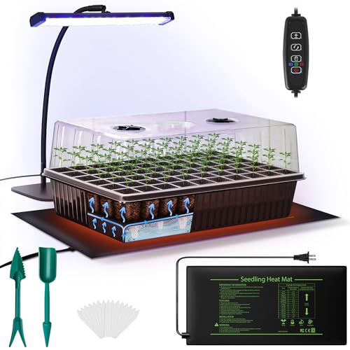 DazSpirit Seed Starter Kit, 60-Cell Tray with Grow Light and Heat Mat