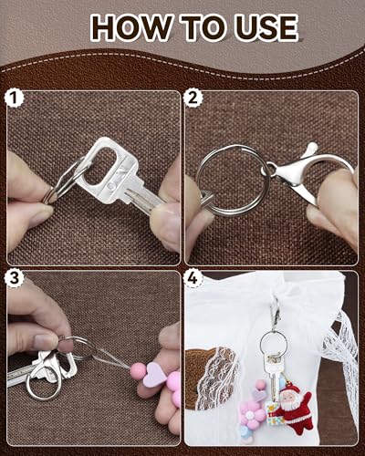 325PCS FIVEIZERO Keychain Making Kit - Silver Keychain Clips with Key Rings - color: silver