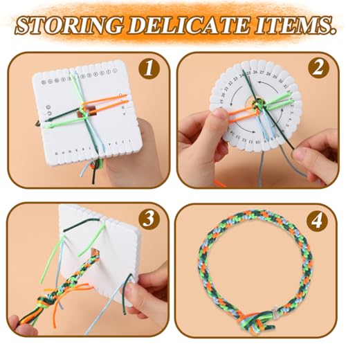 EXCEART Braiding Board Set 4 pcs Eva Beading Cord Disc Kumihimo Loom Round for Bracelet Necklace Belt and Hand Rope Weaving Handmade Craft Tool