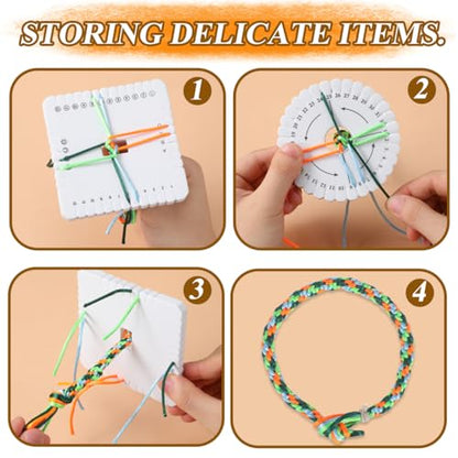 EXCEART Braiding Board Set 4 pcs Eva Beading Cord Disc Kumihimo Loom Round for Bracelet Necklace Belt and Hand Rope Weaving Handmade Craft Tool