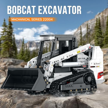 Reobrix Bobcat Skid Steer Excavator Building Set for Adults, Dual Control APP&Remote Control Construction Vehicle Toy, Collectible Mechanical RC Loader, Collectible Gift for Men and Adults