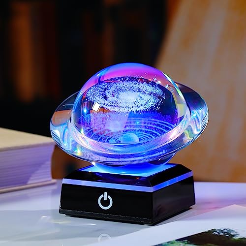Qianwei 3D Solar System Model Galaxy Crystal Ball Astronomy Gift Room Decor - style: Solar System & Galaxy Crystal Ball