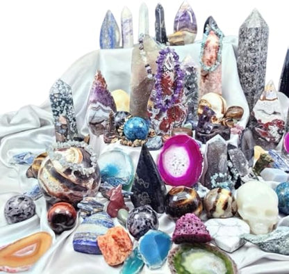 1-6lb Crystal Mystery Box - Surprise Selection of Healing Stones, Worry Stones, Raw Crystals & More (4lb) - size: 4lb