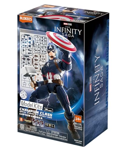 Blokees - Champion Class - Marvel Infinity Saga – Captain America CC03 Model Kit - Assembly Required - No Tools - No Cutting - No Glue - No Paint - Age 14+