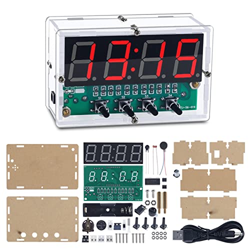 MiOYOOW 4-Digit Rechargeable Digital Clock Soldering Kit for School & Home - color: 4 Digit Rechargeable Clock Kit