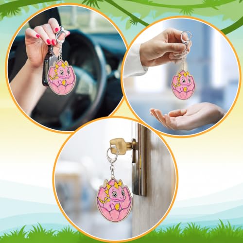 Trnayi 36 Pcs Dinosaur Unfinished Wood Keychain DIY Craft - style: Dinosaur